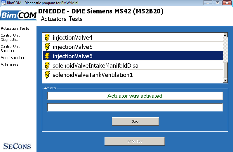 bimcom11: OBD-II diagnostic program screenshot