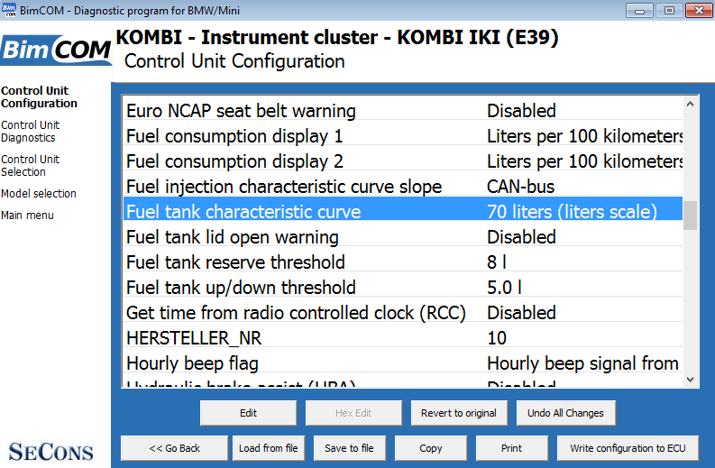 bimcom12: OBD-II diagnostic program screenshot