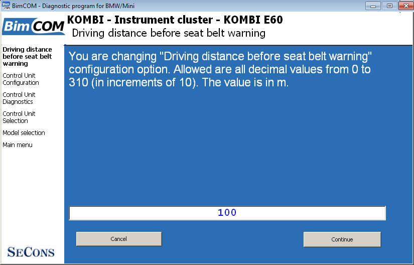 bimcom18: OBD-II diagnostic program screenshot