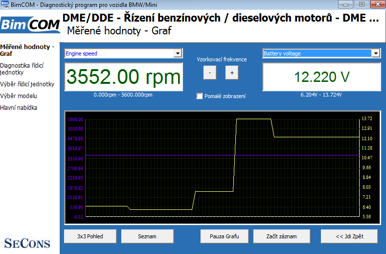 bimcomcz08: OBD-II diagnostic program screenshot