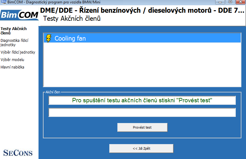 bimcomcz11: OBD-II diagnostic program screenshot