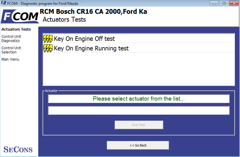fcom09: OBD-II diagnostic program screenshot