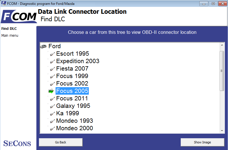 fcom12: OBD-II diagnostic program screenshot