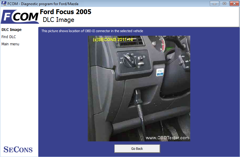 fcom13: OBD-II diagnostic program screenshot