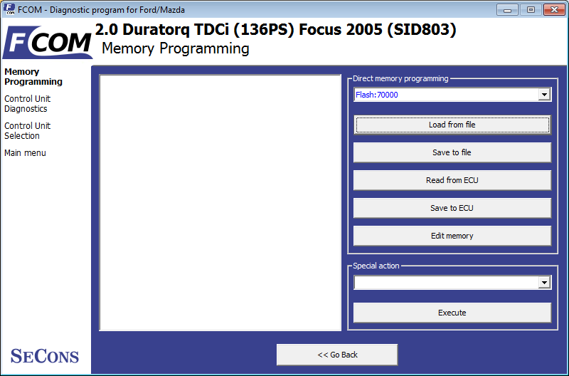 fcom17: OBD-II diagnostic program screenshot