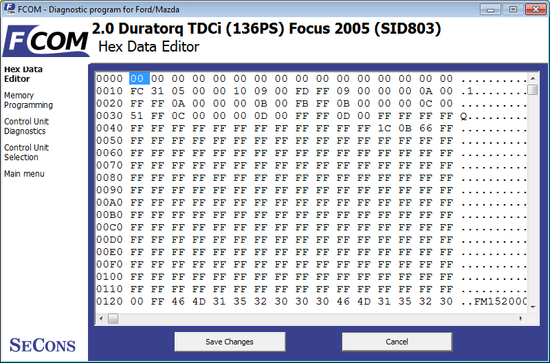 fcom18: OBD-II diagnostic program screenshot