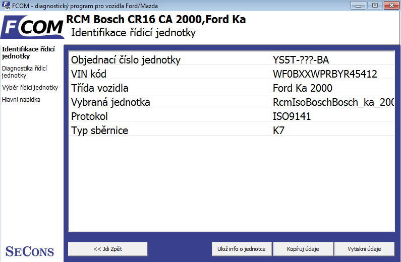 fcomcz04: OBD-II diagnostic program screenshot