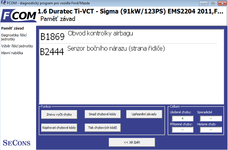 fcomcz05: OBD-II diagnostic program screenshot
