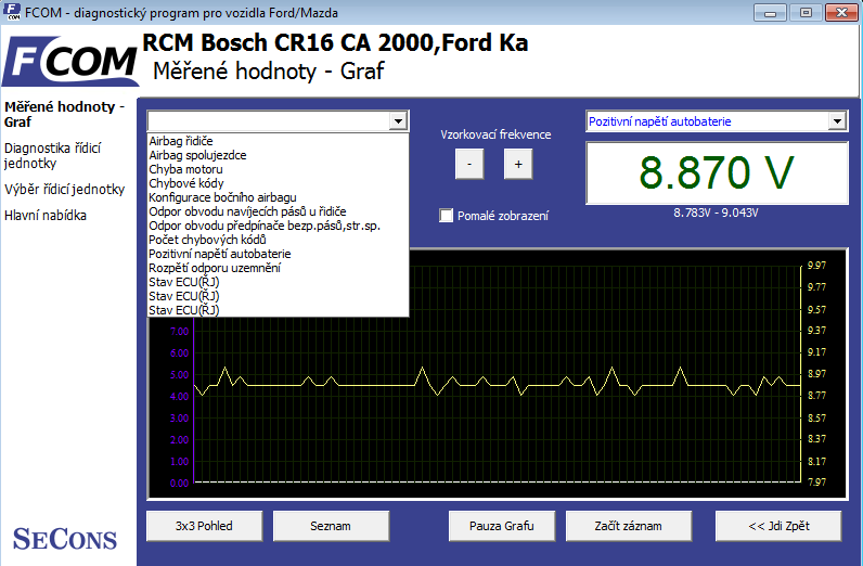 fcomcz06: OBD-II diagnostic program screenshot