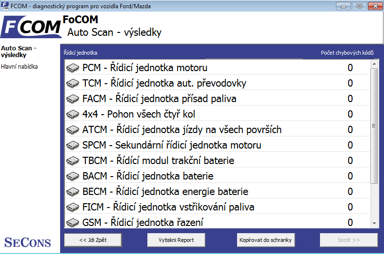 fcomcz10: OBD-II diagnostic program screenshot