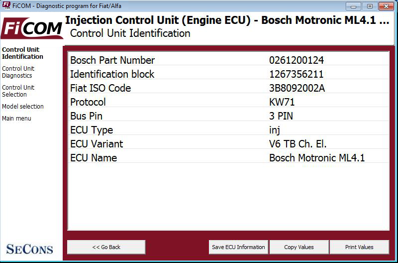 ficom05: OBD-II diagnostic program screenshot
