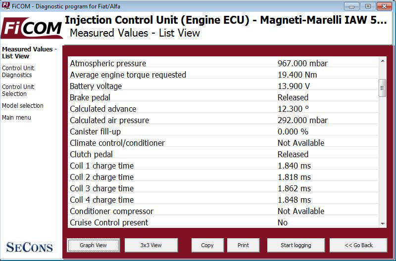 ficom10: OBD-II diagnostic program screenshot