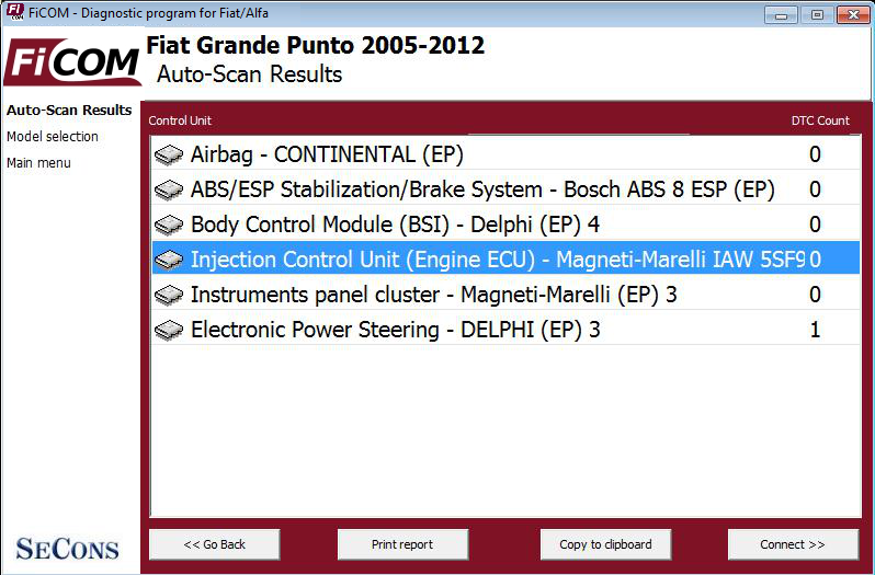 ficom14: OBD-II diagnostic program screenshot