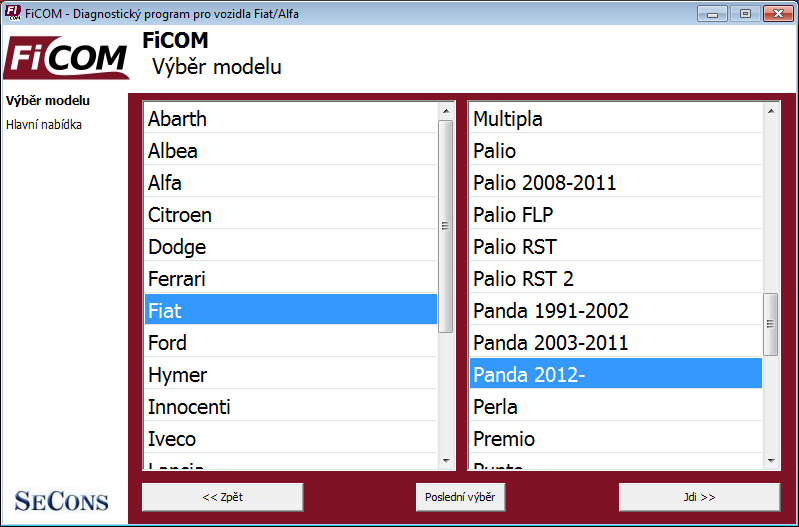 ficomcz02: OBD-II diagnostic program screenshot