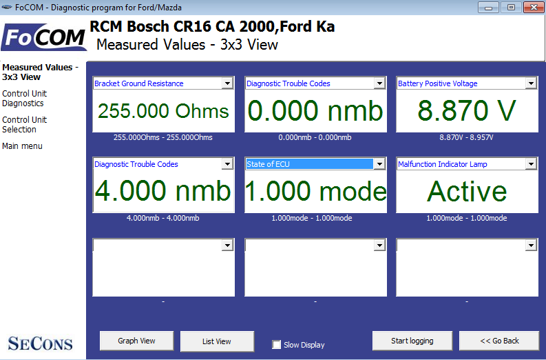 focom07: OBD-II diagnostic program screenshot