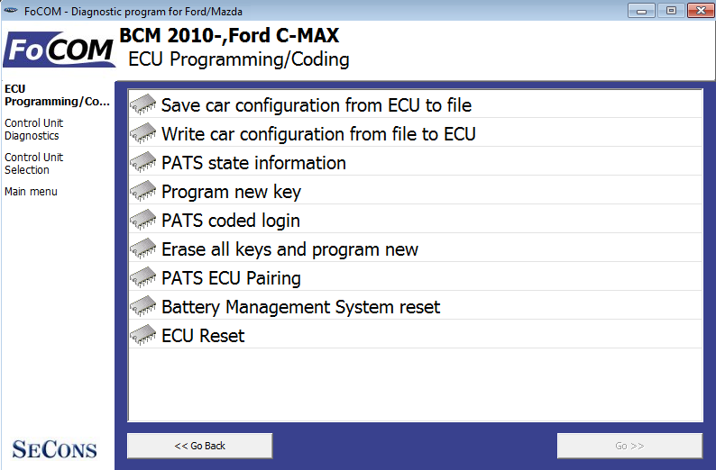 focom15: OBD-II diagnostic program screenshot