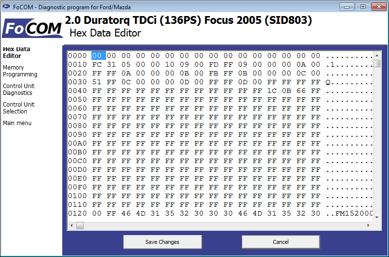 focom18: OBD-II diagnostic program screenshot