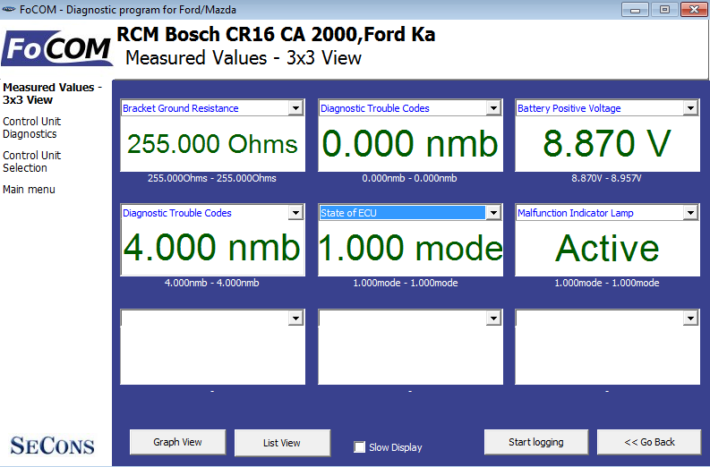 focom7: OBD-II diagnostic program screenshot