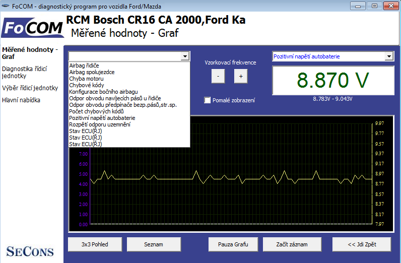 focomcz06: OBD-II diagnostic program screenshot