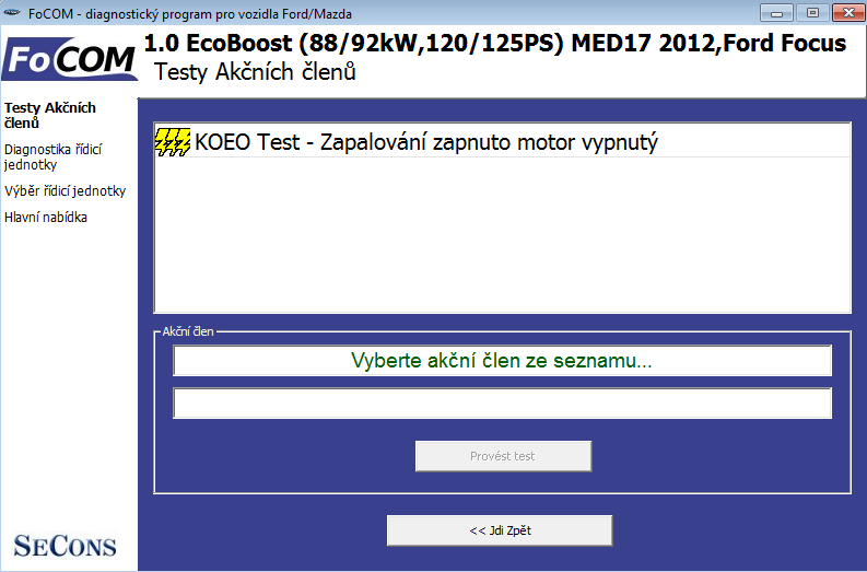 focomcz09: OBD-II diagnostic program screenshot