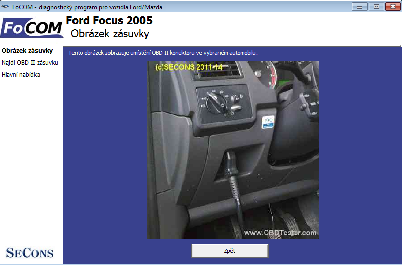 focomcz13: OBD-II diagnostic program screenshot