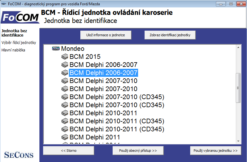 focomcz14: OBD-II diagnostic program screenshot