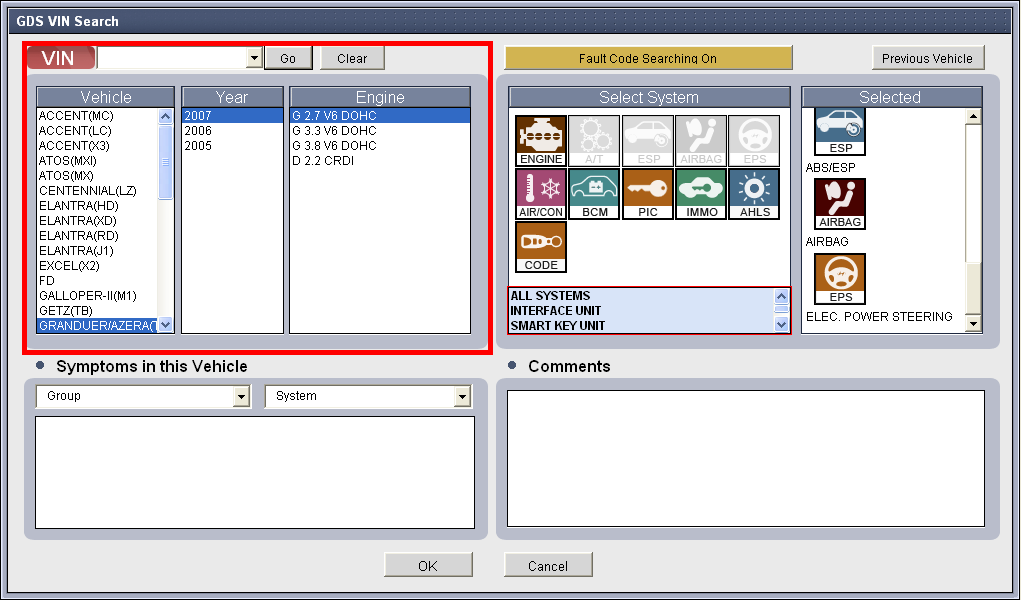 gds02: OBD-II diagnostic program screenshot