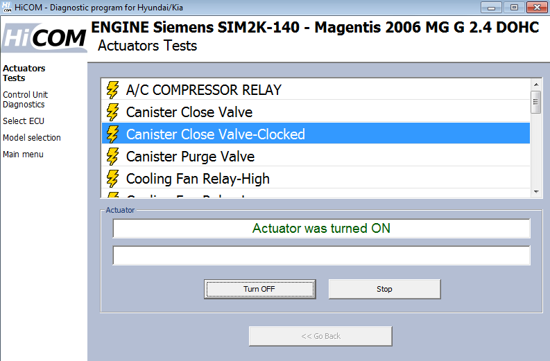 hicom11: OBD-II diagnostic program screenshot