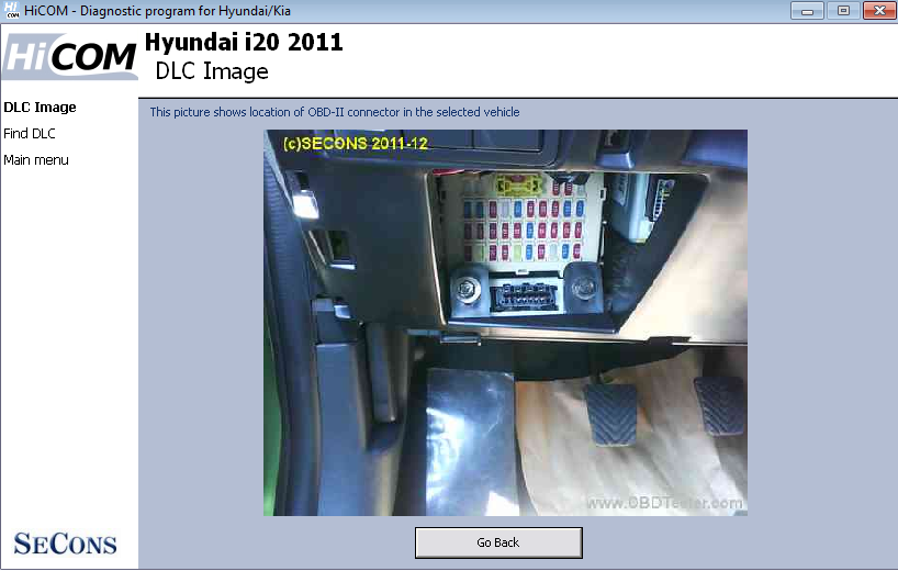 hicom15: OBD-II diagnostic program screenshot