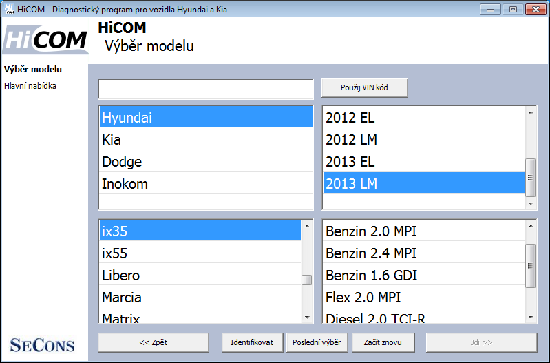 hicomcz02: OBD-II diagnostic program screenshot