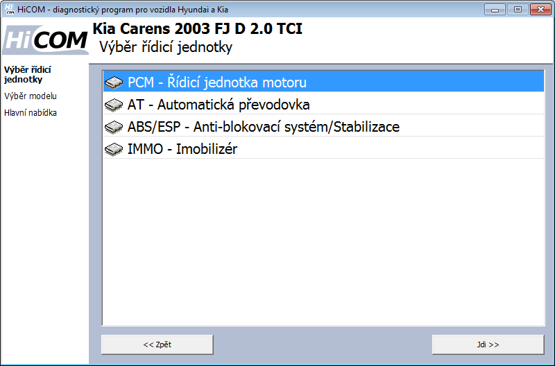 hicomcz03: OBD-II diagnostic program screenshot