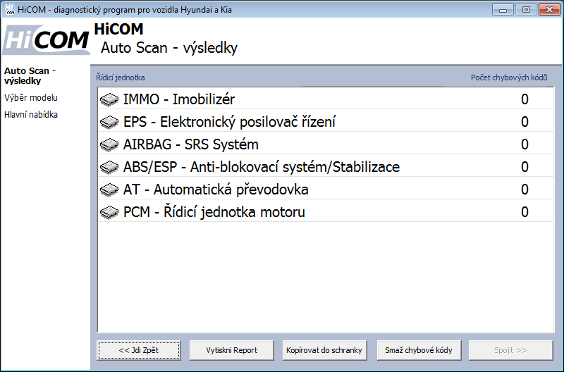 hicomcz13: OBD-II diagnostic program screenshot