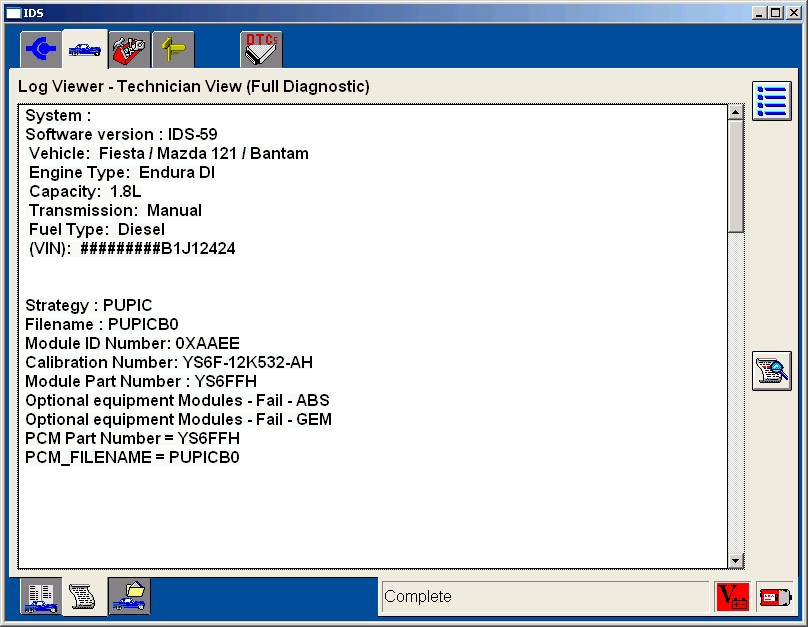 ids4: OBD-II diagnostic program screenshot
