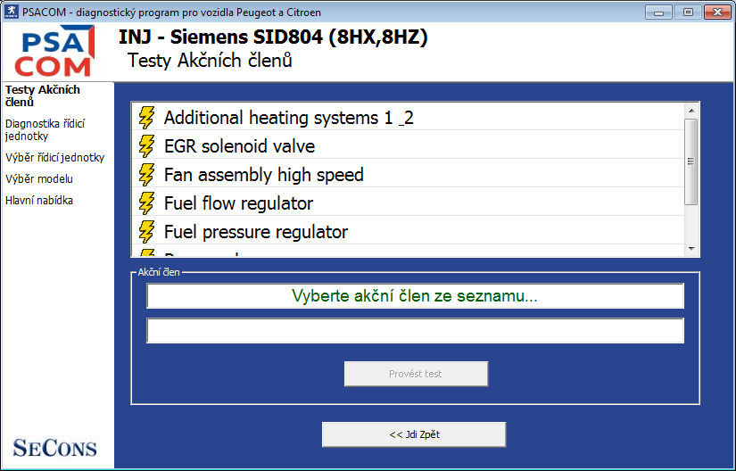 psacomcz11: OBD-II diagnostic program screenshot