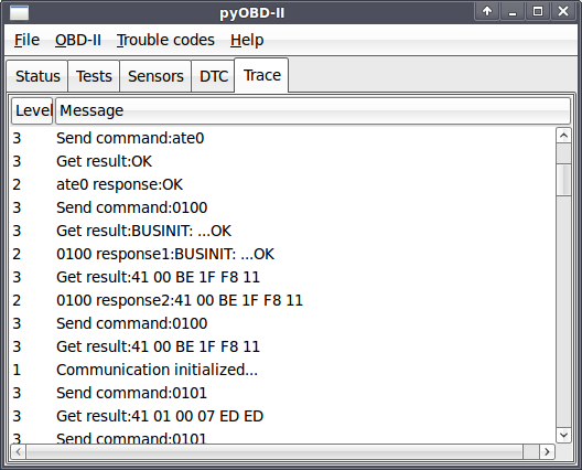 pyobd5: OBD-II diagnostic program screenshot