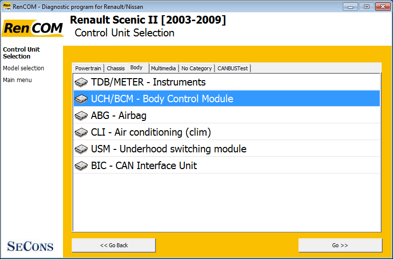 rencom03: OBD-II diagnostic program screenshot