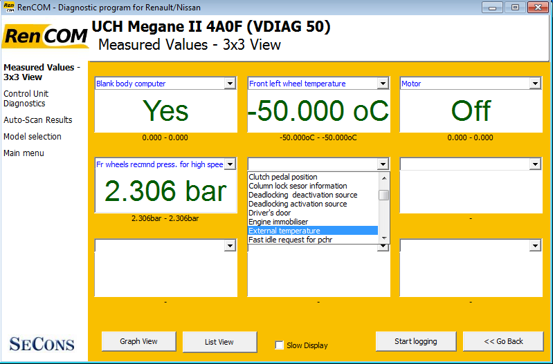 rencom09: OBD-II diagnostic program screenshot