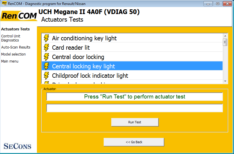 rencom11: OBD-II diagnostic program screenshot