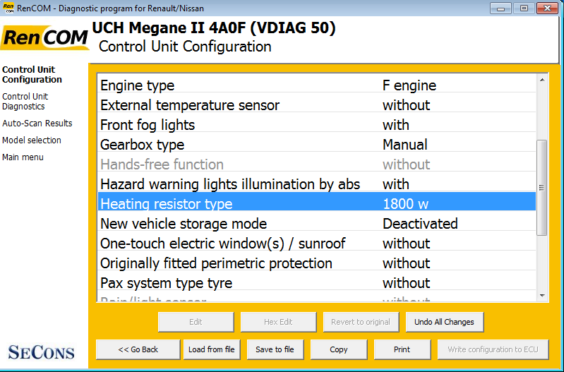 rencom12: OBD-II diagnostic program screenshot