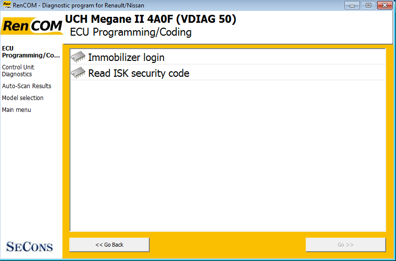 rencom13: OBD-II diagnostic program screenshot