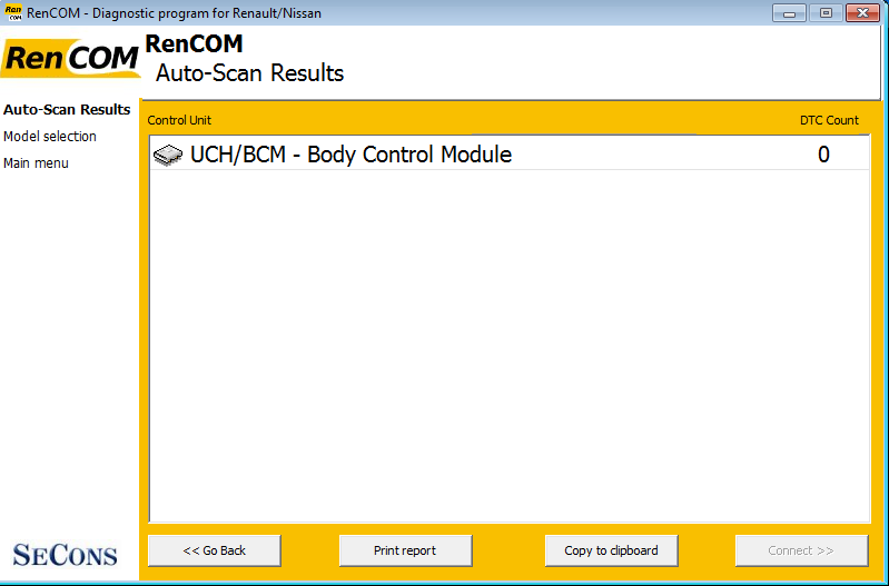 rencom14: OBD-II diagnostic program screenshot
