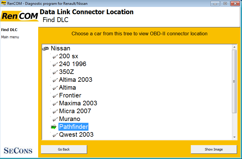 rencom15: OBD-II diagnostic program screenshot