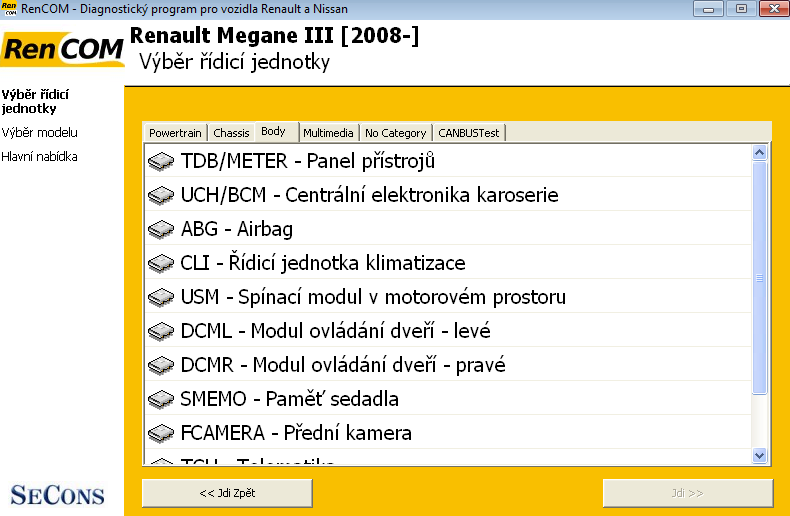 rencomcz03: OBD-II diagnostic program screenshot