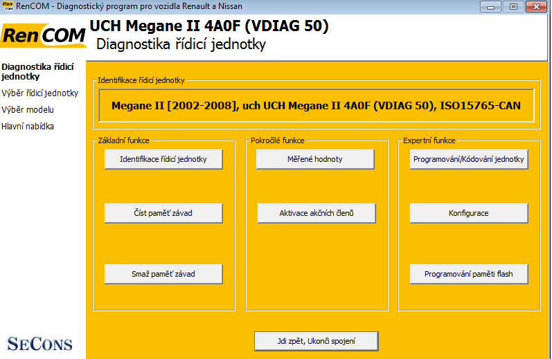 rencomcz04: OBD-II diagnostic program screenshot