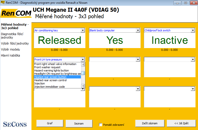 rencomcz09: OBD-II diagnostic program screenshot