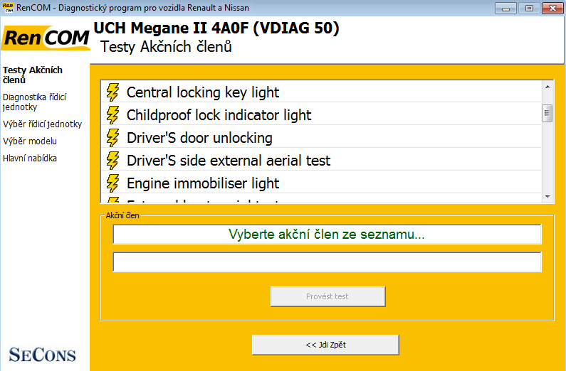 rencomcz11: OBD-II diagnostic program screenshot