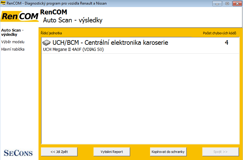 rencomcz14: OBD-II diagnostic program screenshot