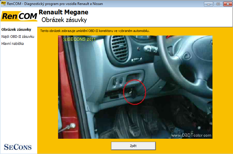 rencomcz16: OBD-II diagnostic program screenshot