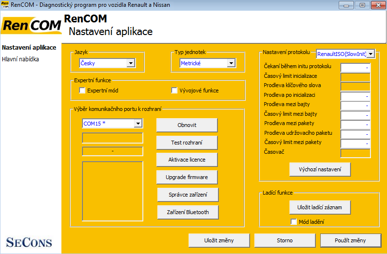 rencomcz17: OBD-II diagnostic program screenshot