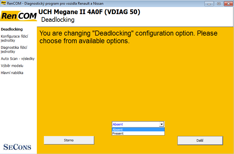 rencomcz18: OBD-II diagnostic program screenshot